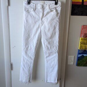 Mother White The Insider Crop Step Fray Jeans Size 30